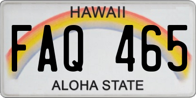 HI license plate FAQ465