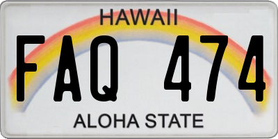 HI license plate FAQ474