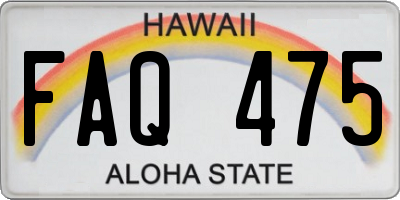 HI license plate FAQ475