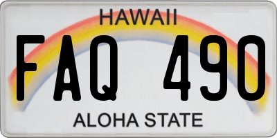 HI license plate FAQ490