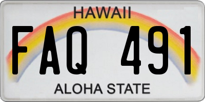 HI license plate FAQ491