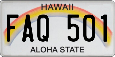 HI license plate FAQ501