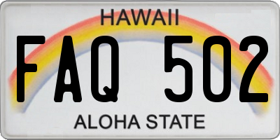 HI license plate FAQ502