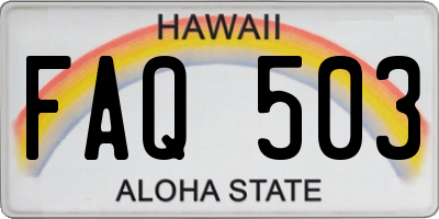 HI license plate FAQ503
