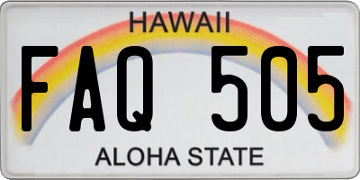 HI license plate FAQ505