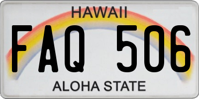 HI license plate FAQ506