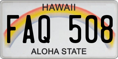 HI license plate FAQ508