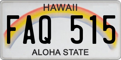 HI license plate FAQ515