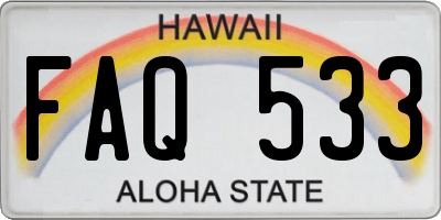 HI license plate FAQ533