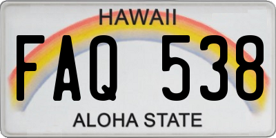 HI license plate FAQ538