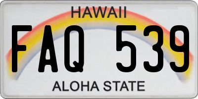 HI license plate FAQ539