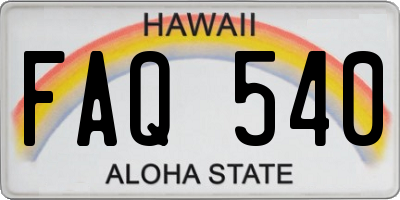 HI license plate FAQ540