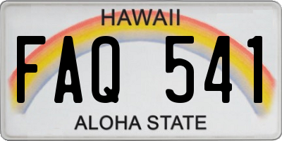 HI license plate FAQ541