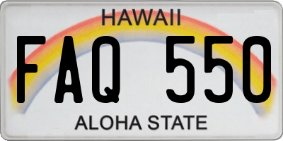 HI license plate FAQ550