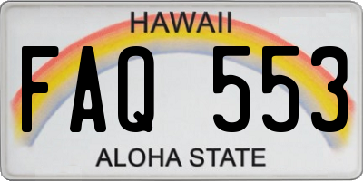 HI license plate FAQ553
