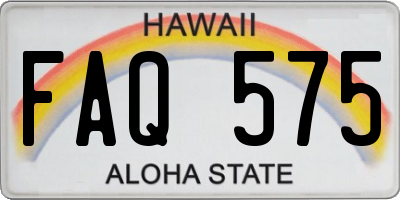 HI license plate FAQ575