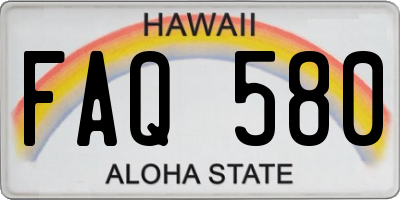 HI license plate FAQ580