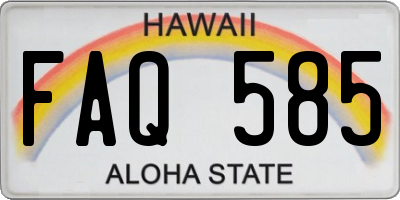 HI license plate FAQ585