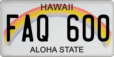 HI license plate FAQ600