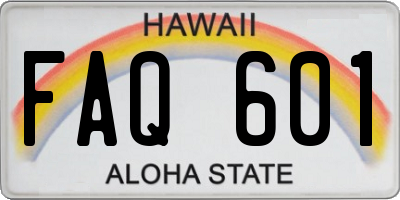 HI license plate FAQ601