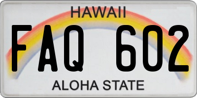 HI license plate FAQ602