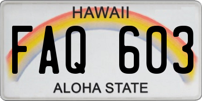 HI license plate FAQ603