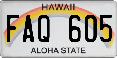 HI license plate FAQ605