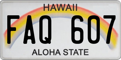 HI license plate FAQ607