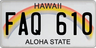 HI license plate FAQ610