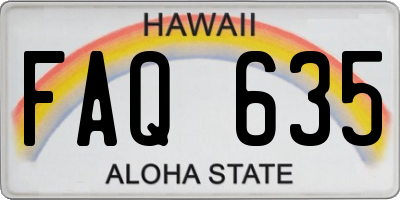 HI license plate FAQ635