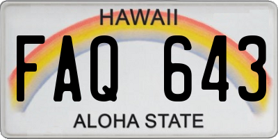 HI license plate FAQ643