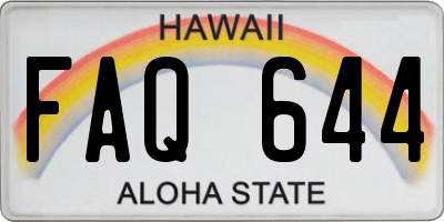 HI license plate FAQ644
