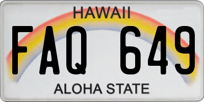 HI license plate FAQ649