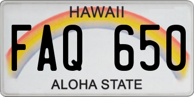HI license plate FAQ650