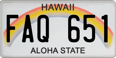 HI license plate FAQ651