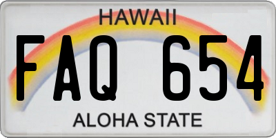 HI license plate FAQ654