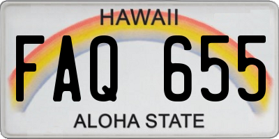 HI license plate FAQ655