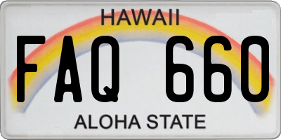 HI license plate FAQ660