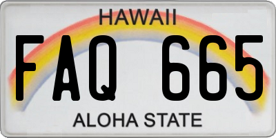 HI license plate FAQ665