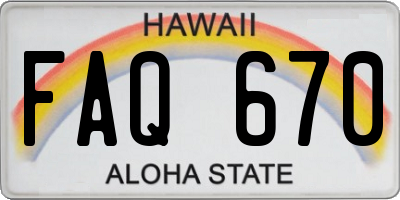 HI license plate FAQ670