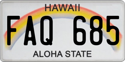 HI license plate FAQ685