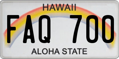 HI license plate FAQ700