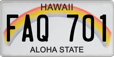 HI license plate FAQ701