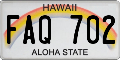 HI license plate FAQ702