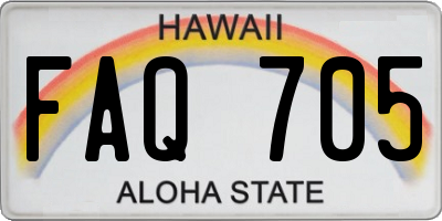 HI license plate FAQ705