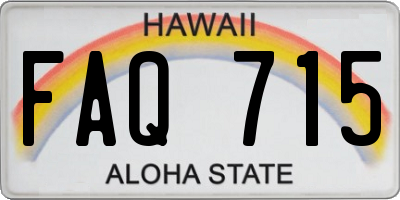HI license plate FAQ715