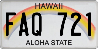 HI license plate FAQ721
