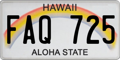 HI license plate FAQ725