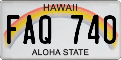 HI license plate FAQ740
