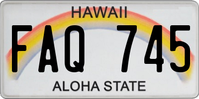 HI license plate FAQ745